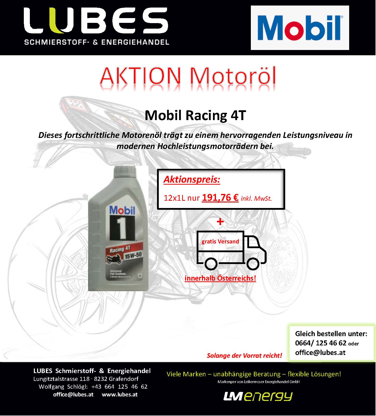Mobil Racing 4T Motoröl für Motorräder